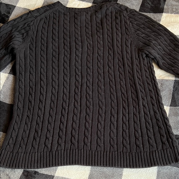 L.L. Bean Black V-Neck Cable Knit Sweater with 3/4 Sleeves size XL - Picture 11 of 14